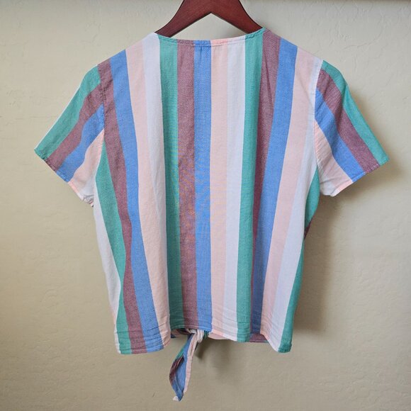 Madewell Novel Tie-Front Button Top in Flagstaff Stripe - Picture 7 of 13